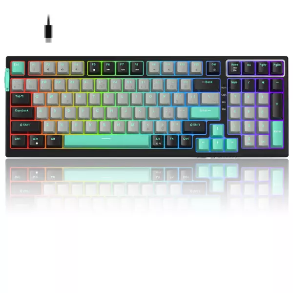 MageGee SKY98 99 Tuş Gasket RGB Hot-Swap Kablolu Siyah-Gri Gaming Klavye - Image 1