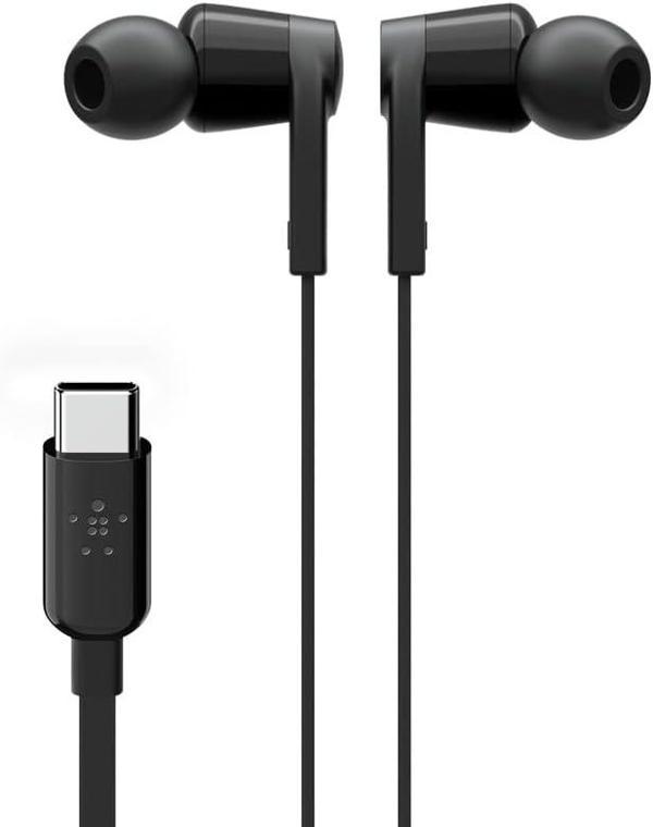 Belkin Rockstar Usb-C Girişli Silikonlu Kulak İçi Kulaklık, Tangle-Free, Siyah - Image 1