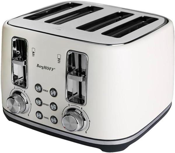 Berghoff Gem Concept 4 Dilim Ekmek Kızartma Makinesi – 1800 W, Çift Kontrol Paneli | Vanilya Krem - Image 1