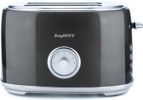 Berghoff Gem Metallic 2 Dilim Ekmek Kızartma Makinesi – 815 W, Paslanmaz Çelik Gövde | Gri - Image 1