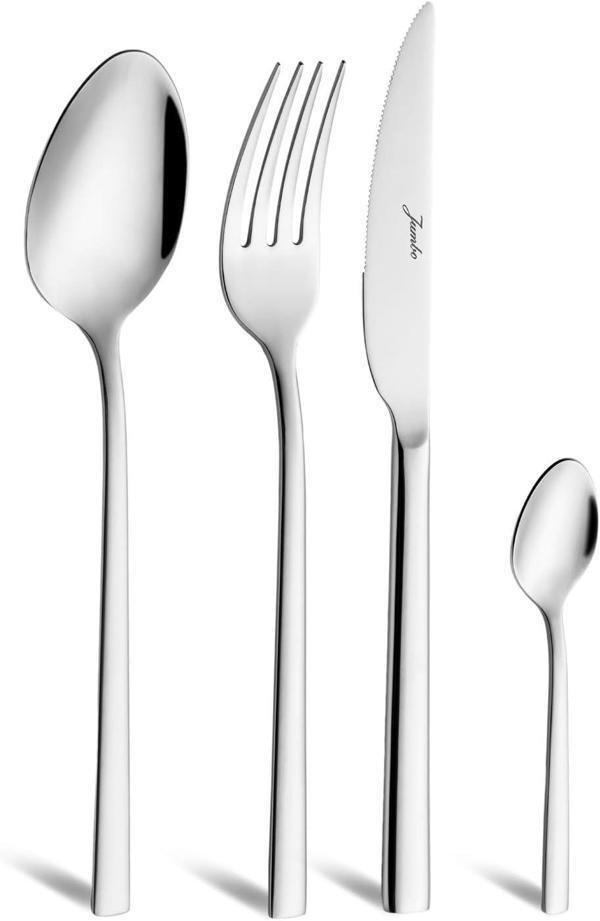 Jumbo 2001 24 Parça 6 Kişilik Tatlı Çatal Kaşık Bıçak Takımı Çelik - Image 1
