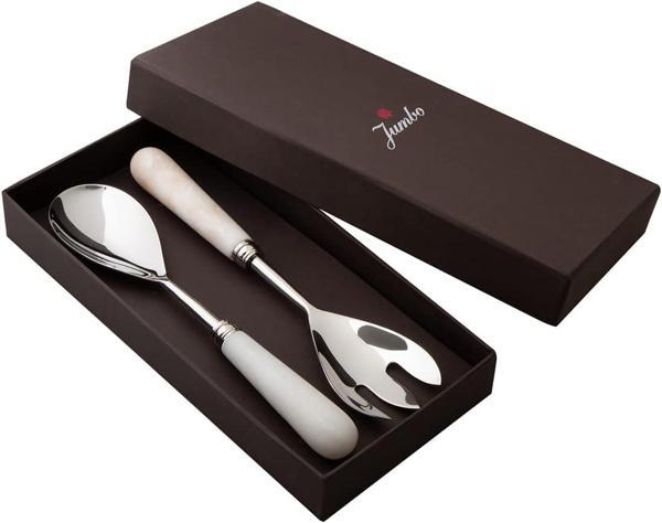 Jumbo Mermer 2'Li Salata Servis Seti - Image 1