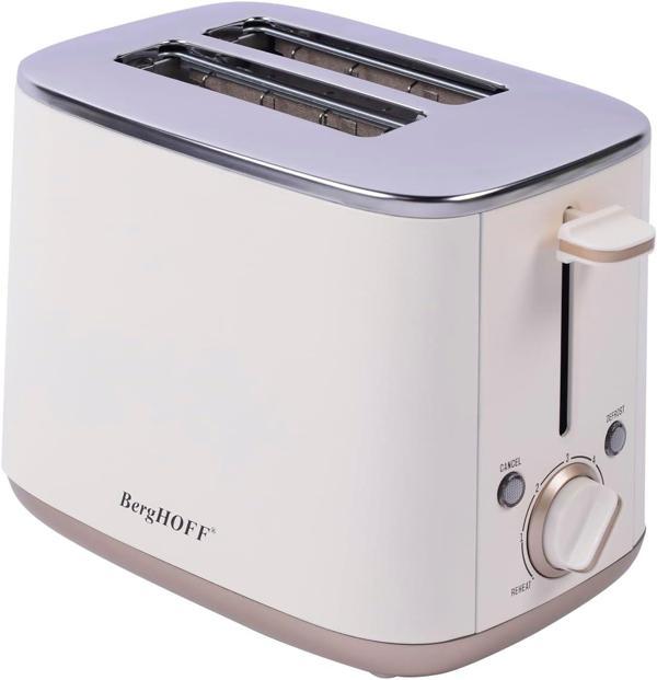 Berghoff Gem Pearl 2 Dilim Ekmek Kızartma Makinesi – 1000 W, Paslanmaz Çelik | Vanilya Krem - Image 1