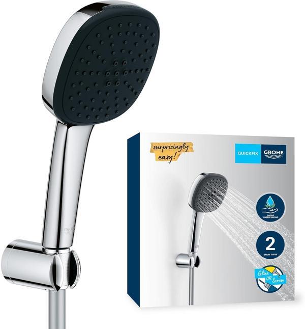 Grohe Vitalio Comfort 110 El Duşu Seti, 110Mm Kare 2 Akışlı El Duşu, Duş Başlığı Tutucu, 1750Mm Duş  - Image 1