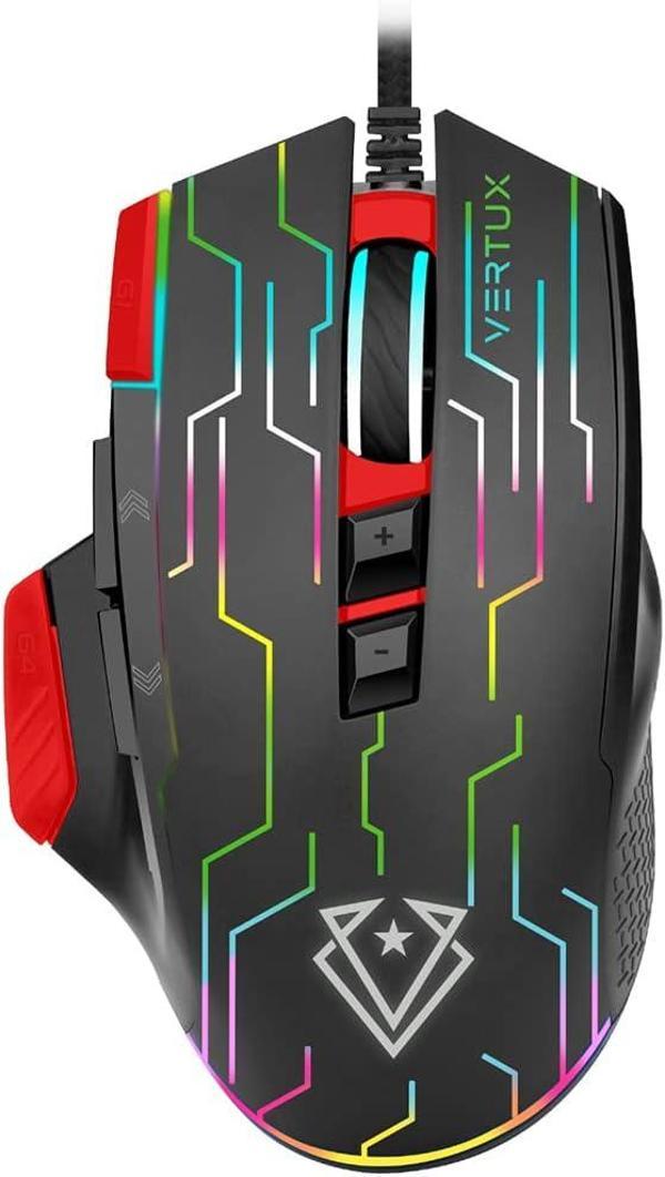Vertux Oyuncu Mouse Üstün Hızlı Performanslı Kablolu 10.000 Dpi Led - Kryptonite (Kırmızı) - Image 1