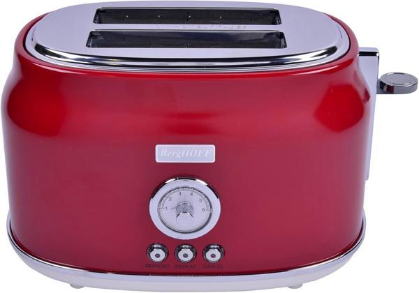Berghoff Gem Retro 2 Dilim Ekmek Kızartma Makinesi – 815 W, Paslanmaz Çelik Gövde | Kırmızı - Image 1