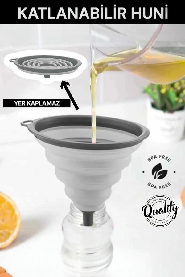 Katlanabilir Huni Akordiyon Huni, Yer Kaplamaz Silikon, Kolay Kullanım Silikon Huni - Image 1