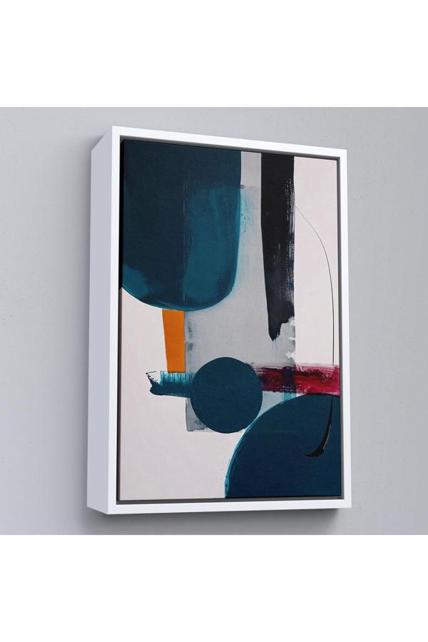 Ahşap Çerçeveli Mavi Tonlardaki Yağlıboya Görünümlü Tablo-7608 - Image 1