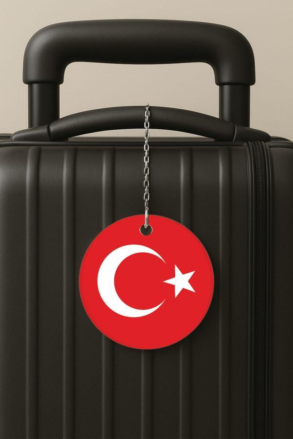 Senada Türk Bayrağı Desenli UV Baskılı Pleksi Bavul Etiketi Seyahat Tatil Valiz Etiketi - Image 1