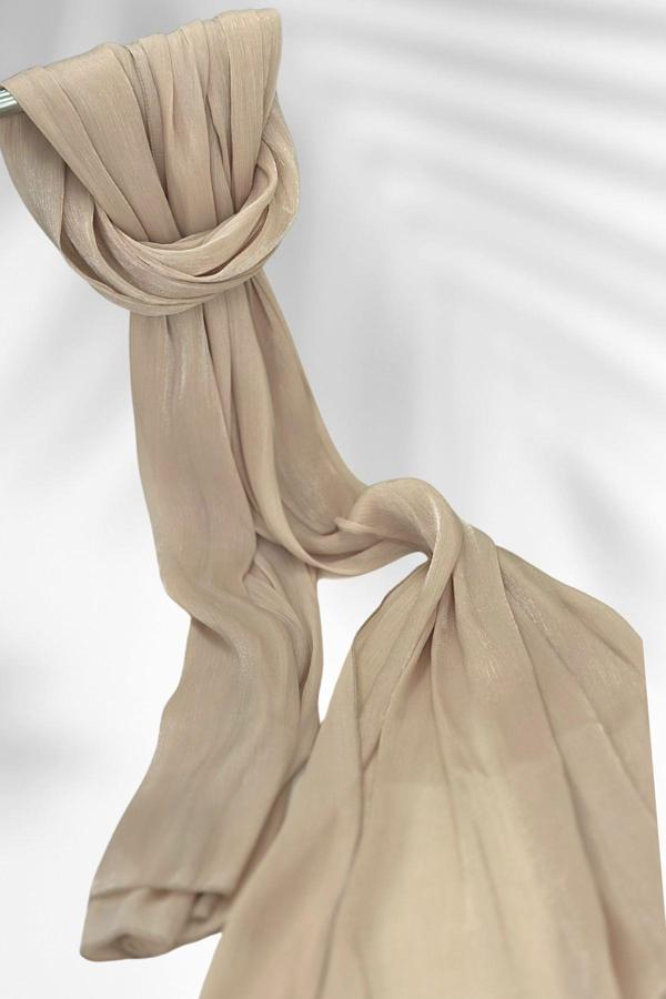 Saten Dokulu Janjan Abiye Şal 75x180cm Gold - Image 1