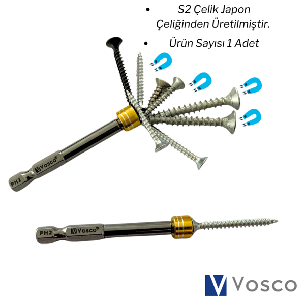 Özel Mıknatıslı Bits Uç Matkap Ucu Tornavida Ucu Vidalama Ucu PH2-65 mm ( 1 ADET ) - Image 1