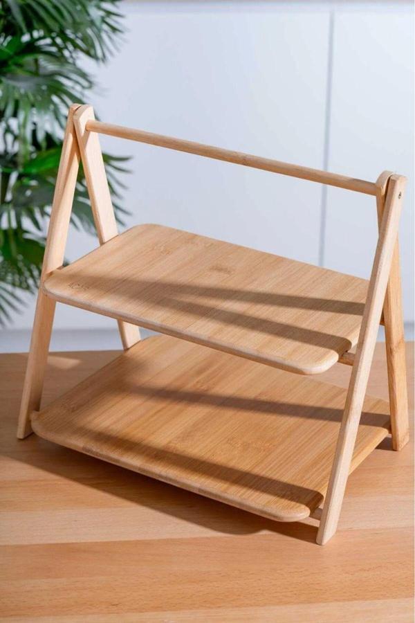 Doğal Bambu 2 Katlı Sunum ve Düzenleme Standı - Image 1