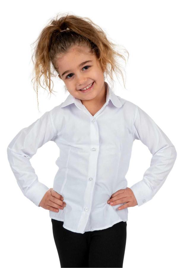Mnk Baby&Kids Düz Renk Kız Çocuk Gömlek Mnk0576 Beyaz - Image 1