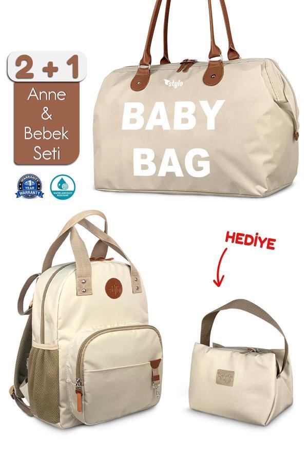 Baby Bag Bebek Bakım Kadın Omuz Çantası + Popi Anne Kadın Sırt Çantası Termos Çanta Hediye - Image 1
