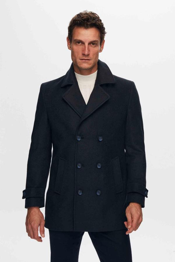 D's Damat Regular Fit Lacivert Mono Yaka Kruvaze Kaban - Image 1