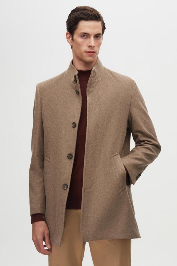Ds Damat Regular Fit Vizon Hakim Yaka Kaşe Kaban - Image 1