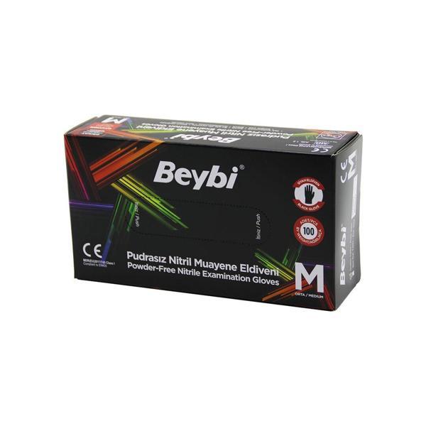 BEYBİ M SİYAH PUDRASIZ NİTRİL MUAYENE ELDİVENİ 100LÜ (5060) - Image 1