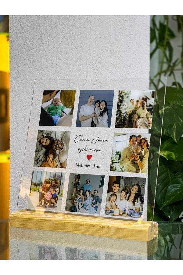 Photo Garage Kişiye Özel Tasarımlı, Anneler Günü Hediyesi, Doğum Günü Hediyesi, 8 Fotoğraflı Canım Annem Yazılı - Image 1