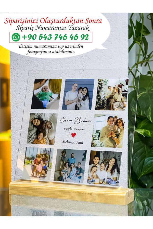Photo Garage Kişiye Özel Tasarımlı, Babalar Günü Hediyesi, Doğum Günü Hediyesi, 8 Fotoğraflı Canım Babam Yazılı - Image 1