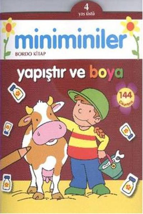 Miniminiler Bordo Kitap Yapıştır ve Boya - 4 Yaş Üstü - Parıltı Yayınları - Image 1