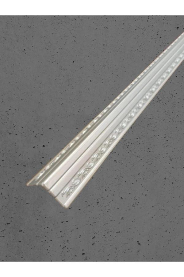Miva Konsept Dekoratif Poliüretan Duvar- Tavan  Köşe Profili Çıtası Gümüş Renk (En:4X4 Cm-Boy:100 Cm)- Duvar Süsü - Image 1