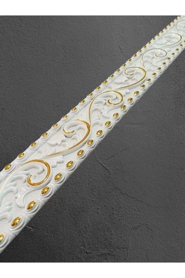 Miva Konsept Dekoratif Poliüretan Saray Duvar&Tavan Çıta Bordürü -Beyaz Altın (En:10 Cm-Boy:100 Cm)-Duvar Süsü - Image 1