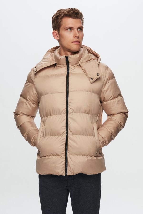 D's Damat Regular Fit Vizon Rüzgar Geçirmez Kapüşonlu Kışlık Şişme Mont - Image 1