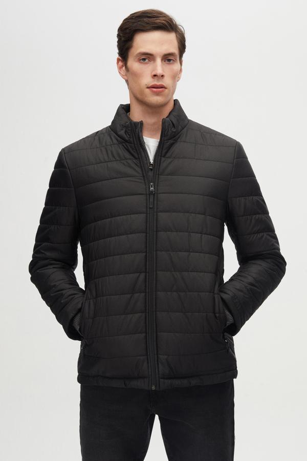 D's Damat Slim Fit Siyah Rüzgar Geçirmez Elyaf Dolgulu Şişme Mont - Image 1