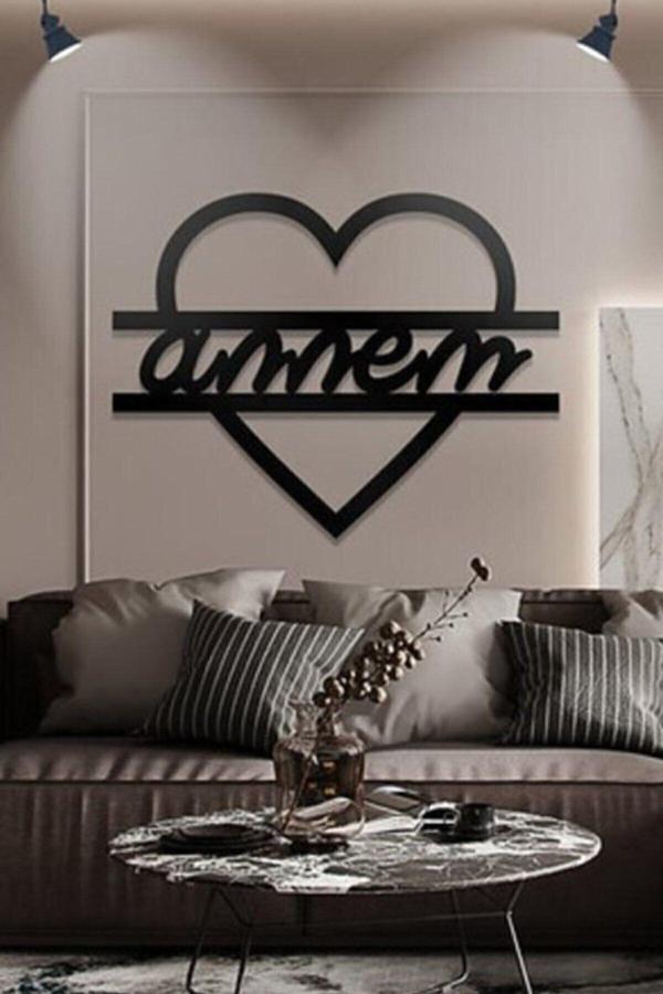 Numa Concept Kalpli Annem Yazısı Mdf Duvar Dekorasyon Lazer Kesim Kapladığı Alan 35X45 Cm - Image 1