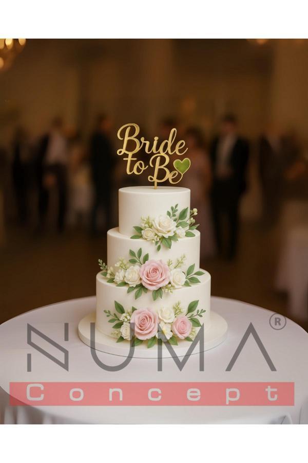 Numa Concept Bride To Be Pasta Üstü Nişan Düğün Kına Mdf Üzeri Aynalı Gold Pleksi 20X24 Cm - Image 1