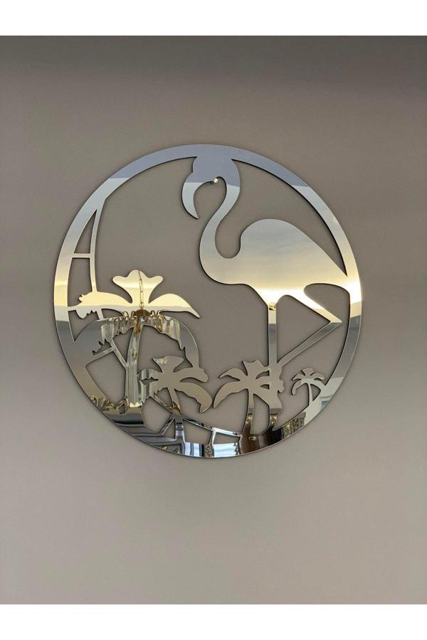 Numa Concept Flamingo Mdf Üzeri Gümüş Pleksi Duvar Dekorasyon Lazer Kesim 32X32 Cm - Image 1