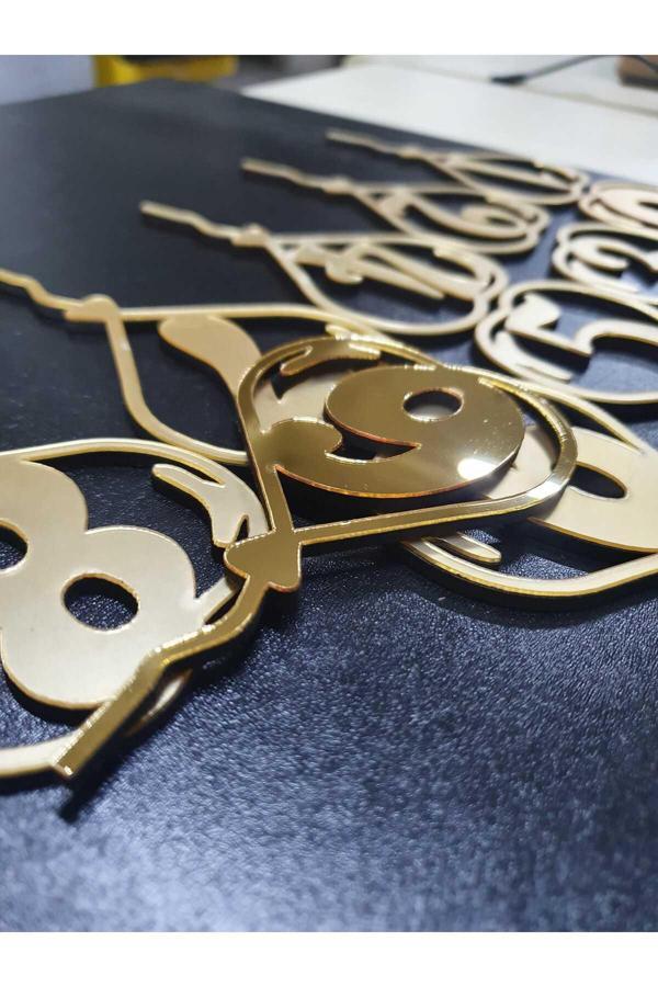 Numa Concept Sayılar Aynalı Gold Pleksi Pasta Süsü Lazer Kesim Her Biri 12X7 Cm - Image 1