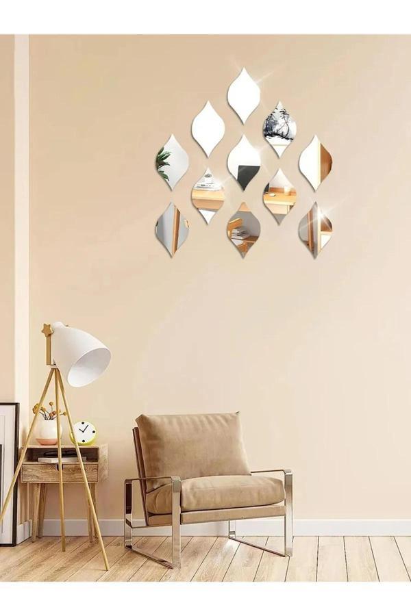 Numa Concept Dekoratif Su Yolu Aynalı Gümüş Pleksi Yılbaşı Süsü (12X7 Cm) 12 Adet - Image 1