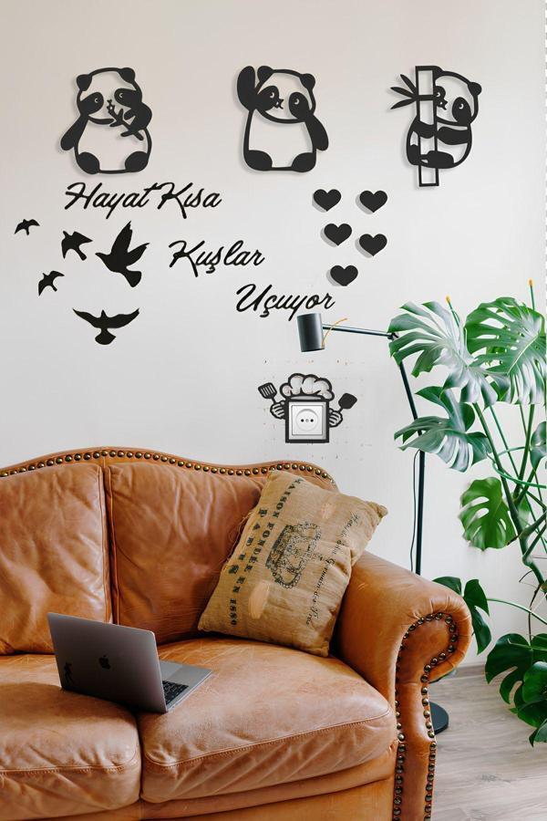 Numa Concept 3Lü Panda Hayat Kısa..Duvar Yazısı Beşli Kalp Mutfak Priz Küçük Duvar Dekoru - Image 1