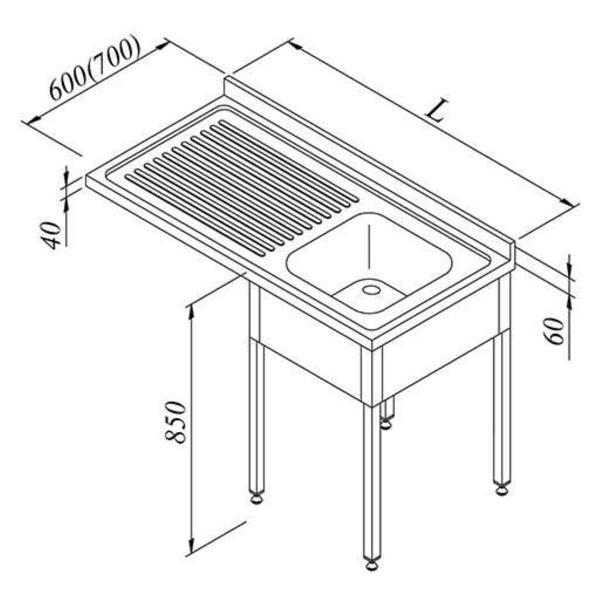 Öztiryakiler Bulaşık Makinası Üstü Evyeli Tezgah 1g/1d Sol 120x70 Cm - Image 1