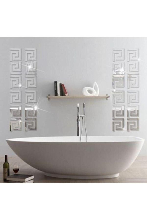 Numa Concept Bordür Ayna 16'Lı Gümüş Pleksi Her Biri 9X9 Cm Duvar Dekorasyon Lazer Kesim - Image 1