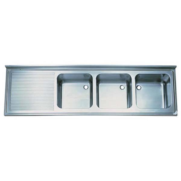 Öztiryakiler Tablalı Evye, Üç Gözlü, Sol Damlalıklı, 210x60 Cm - Image 1