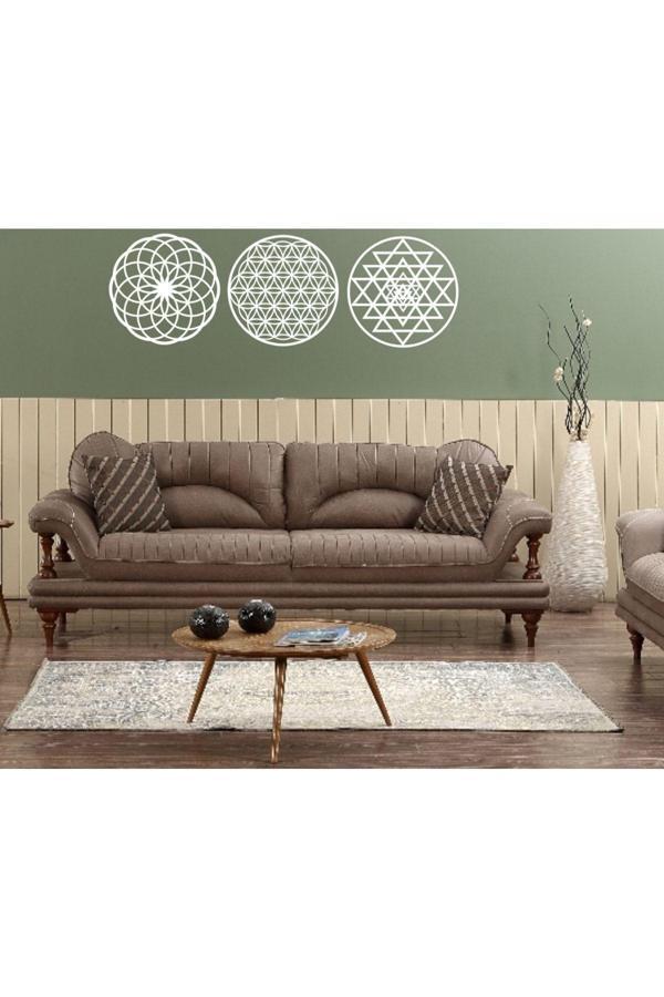 Numa Concept Yaşam Çiçeği 3'Lü Beyaz Mdf Duvar Dekorasyon Her Biri 30X30 Cm - Image 1