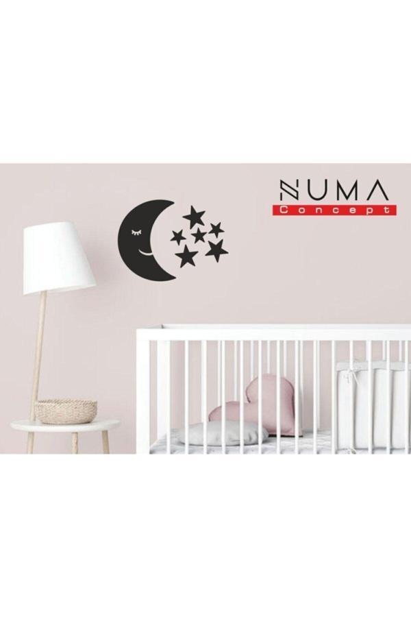 Numa Concept Hilal Ayyıldız Uyku Zamanı Siyah Mdf Duvar Dekorasyon Lazer Kesim - Image 1