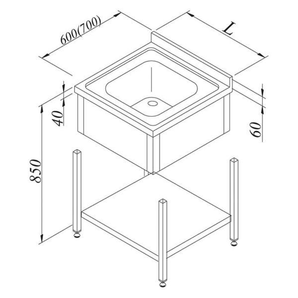 Öztiryakiler Evyeli Tezgahı 1g 3 Perdeli Taban Raflı Demonte 70x70 Cm - Image 1