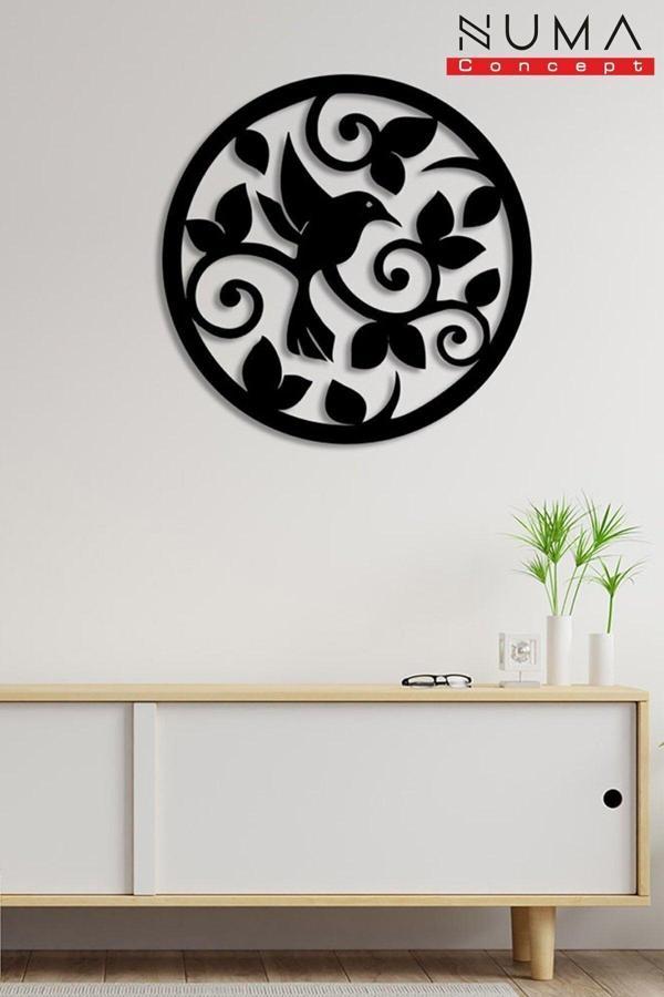 Numa Concept Çiçeklerin Arasında Uçan Kuş Mdf Duvar Dekorasyon Lazer Kesim 40X40 Cm - Image 1