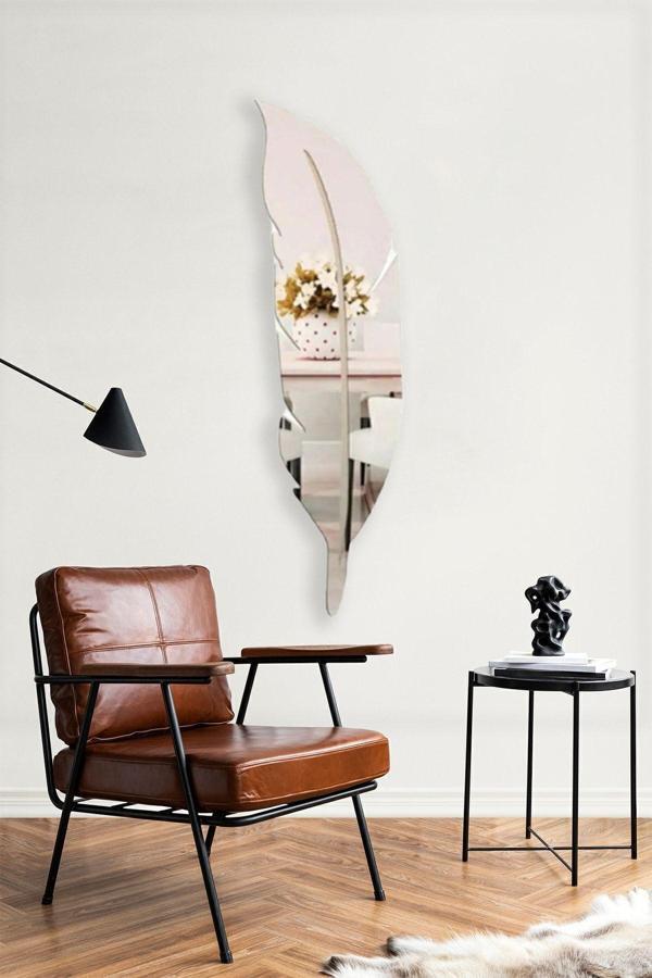 Numa Concept Tüy Desen Gümüş Pleksi Ayna Duvar Dekorasyon Lazer Kesim 70X20 Cm - Image 1