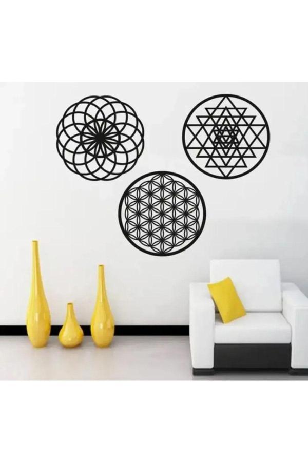 Numa Concept Yaşam Çiçeği Sri Yantra Torus Nefesi Üçlü Ahşap Mdf Dekoratif Numa-Yaşamçiçeği N145236 - Image 1