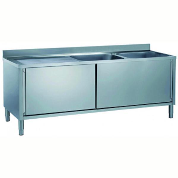 Electrolux Professional Dolaplı Evyeli Tezgah, 2 Evyeli (600x500 Mm), Damlalık Solda, 2 Kayar Kapılı - 1800 Mm MLA1826SXN - Image 1