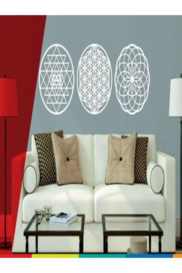 Numa Concept Yaşam Çiçeği Sri Yantra Torus Nefesi Üçlü Ahşap Mdf Beyaz Numa-Yaşamçiçeği N141458 - Image 1