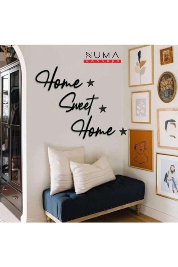Numa Concept Home Sweet Home Duvar Yazısı Ve Yıldızlar Mdf Duvar Dekorasyon Lazer Kesim - Image 1