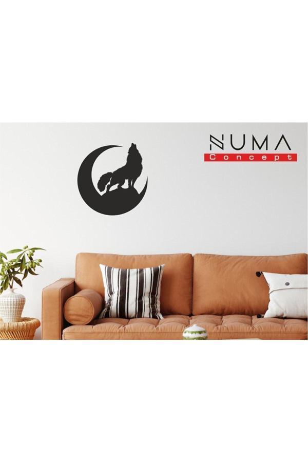 Numa Concept Bozkurt Ve Ay Mdf Duvar Dekorasyon Lazer Kesim 32X31 Cm - Image 1