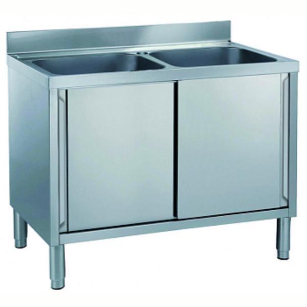 Electrolux Professional Dolaplı Evyeli Tezgah, 2 Evyeli (500x500 Mm), 2 Kayar Kapılı - 1200 Mm MLA1225PN - Image 1