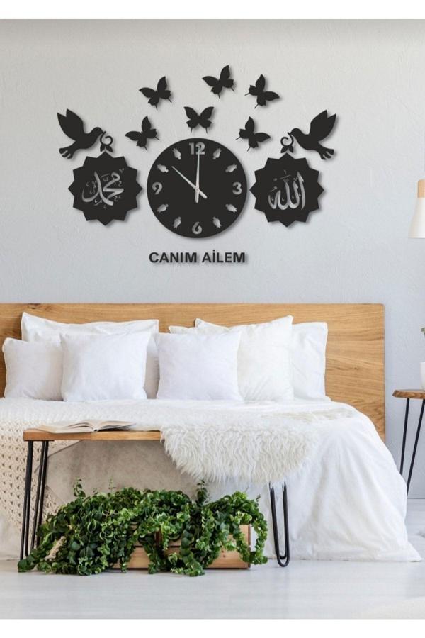 Numa Concept Kuş Kelebek Duvar Saati Duvar Dekorasyon Ürünü Ahşap Sessiz Akar Mekanizmalı - Image 1