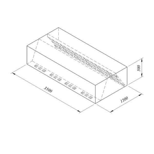 Öztiryakiler Kutu Tipi Çift Cidarlı Filtreli Duvar Tipi Davlumbaz, 350x150 Cm - Image 1